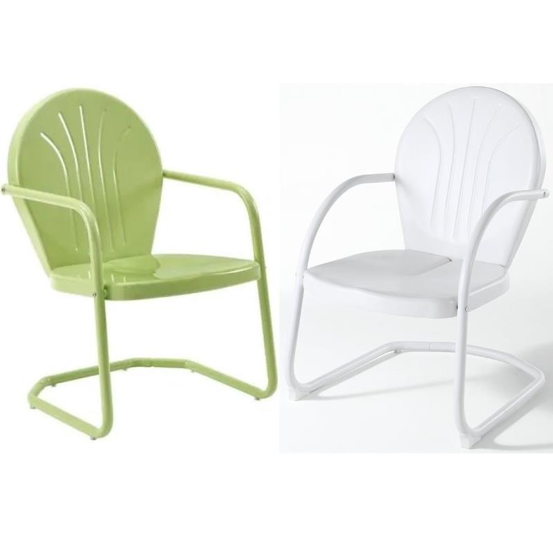 Home Square Griffith 2 Piece Metal Patio Chair Set in Key Lime and White