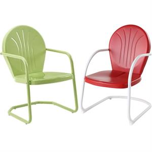 Home Square Griffith 2 Piece Metal Patio Chair Set in Key Lime and Red