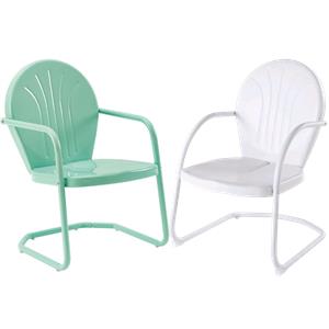 Home Square Griffith 2 Piece Metal Patio Chair Set in Aqua and White