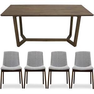 home square 5 piece set with mid-century modern dining table and 4 dining chairs