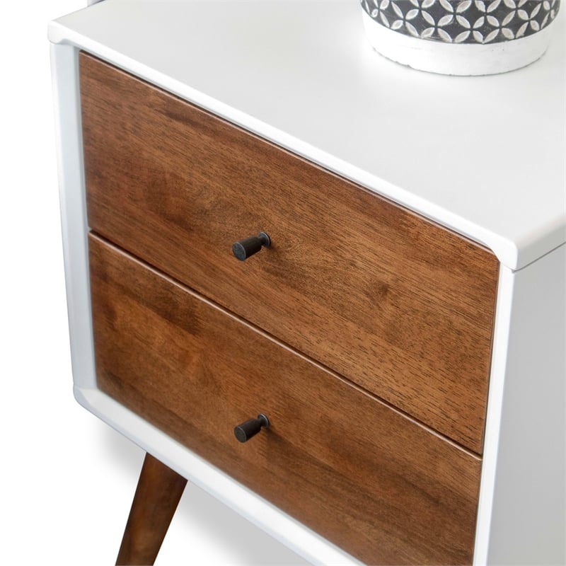 Home Square 3 Piece Solid Wood Bedroom Dresser & Nightstand Set in Walnut/White