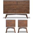 Home Square 3 Piece Solid Wood Bedroom Dresser & Nightstand Set in Walnut/White