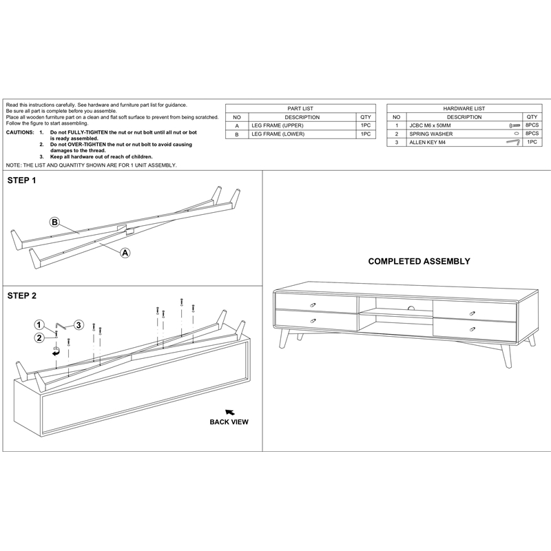 Home Square 3 Piece Furniture Set with Wood TV Stand and 2 Nightstands