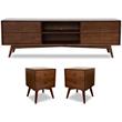 Home Square 3 Piece Furniture Set with Wood TV Stand and 2 Nightstands