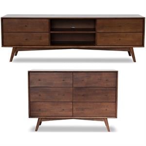 Home Square 2 Piece Furniture Set with Wood TV Stand and Dresser
