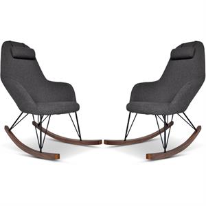 home square 2 piece fabric rocking chair set in dark gray