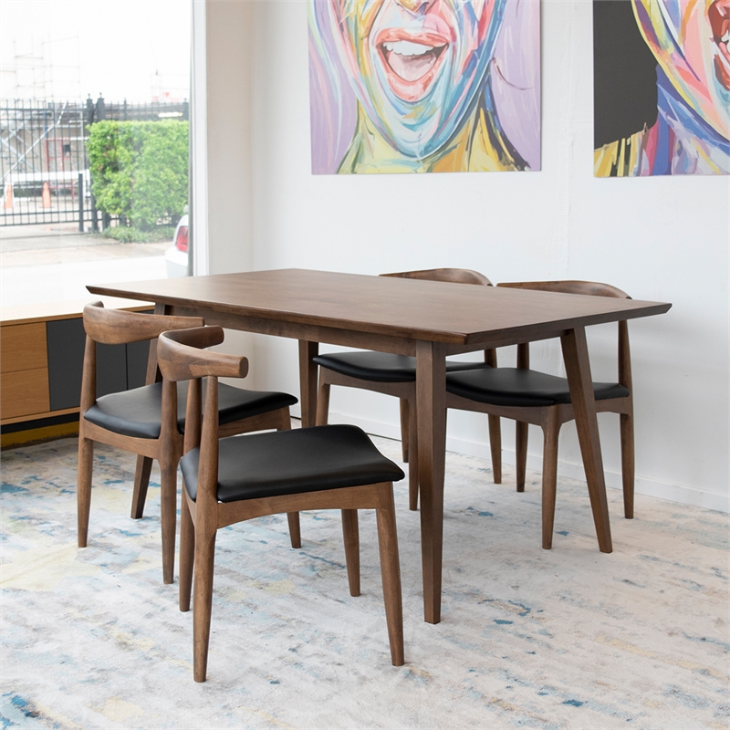 Home Square 2 Piece Furniture Set with Wood Dining Table and Large Bench