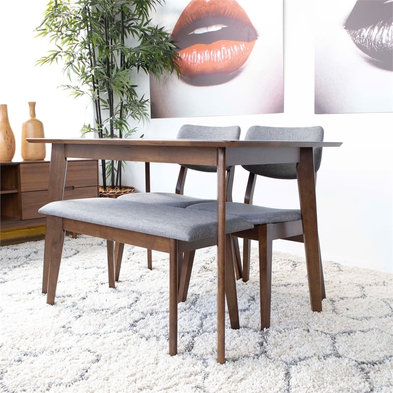 Home Square 2 Piece Furniture Set with Wood Dining Table and Large Bench