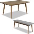 Home Square 2 Piece Furniture Set with Wood Dining Table and Large Bench