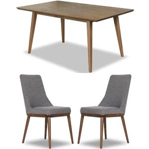 Home Square 3 Piece Furniture Set with Wood Dining Table & 2 Dining Chairs