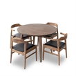 Home Square 3 Piece Set with Wood Dining Table and 2 Leather Dining Chairs