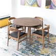 Home Square 3 Piece Set with Wood Dining Table and 2 Leather Dining Chairs