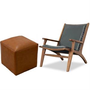 home square 2 piece furniture set with leather accent chair and ottoman