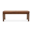 Home Square 2 Piece Furniture Set with Genuine Leather Bench and Ottoman