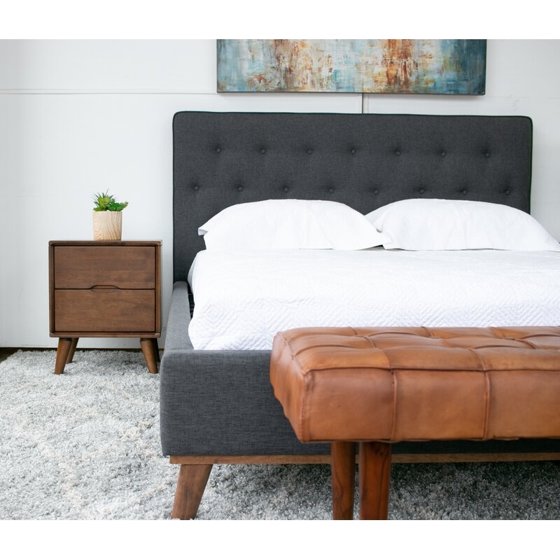 Home Square 4 Piece Furniture Set with Queen Platform Bed Nightstand & 2-Dresser