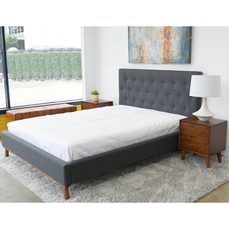 Home Square 2 Piece Furniture Set with Queen Platform Bed and Wood Nightstand
