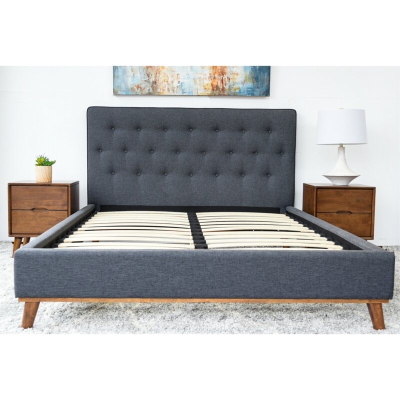 Home Square 2 Piece Furniture Set with Queen Platform Bed and Wood Nightstand