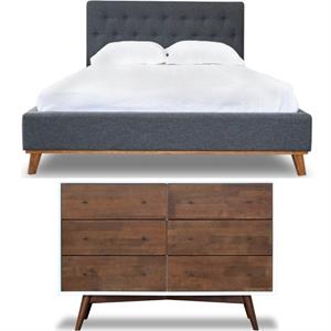 Home Square 2 Piece Furniture Set with Queen Platform Bed & 6-Drawer Dresser