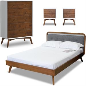 home square 4 piece set with queen platform bed 2-nightstand & 5-drawer dresser