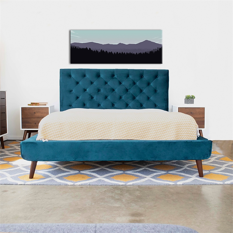 Home Square 4 Piece Set with Queen Platform Bed Nightstand and 2-Dresser