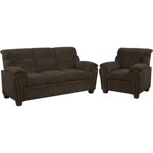 home square 2 piece set with upholstered sofa and chair with nailhead trim