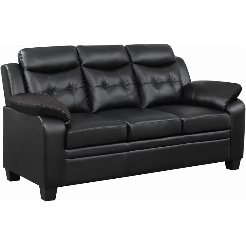 Home Square 2 Piece Furniture Set with Tufted Upholstered Sofa & Chair in Black