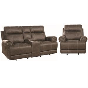 home square 2 piece set with recliner and reclining loveseat with cup holders