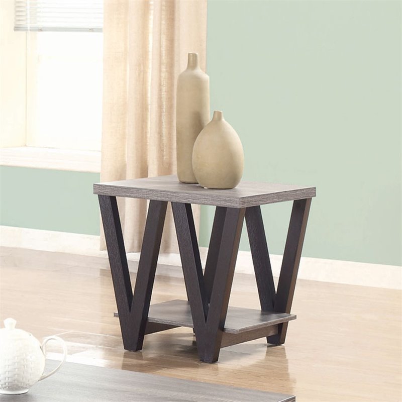 Home Square 2 Piece Furniture Set with Console Table and V Shaped End Table
