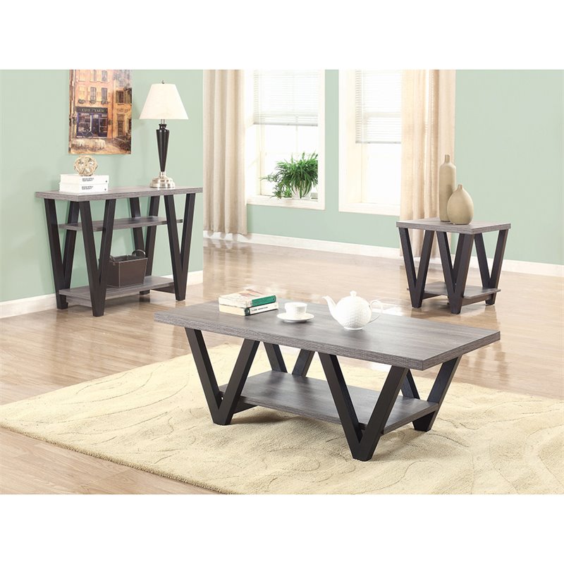 Home Square 2 Piece Furniture Set with Console Table and V Shaped End Table