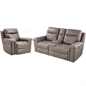 home square 2 piece set with glider recliner and loveseat with console in taupe