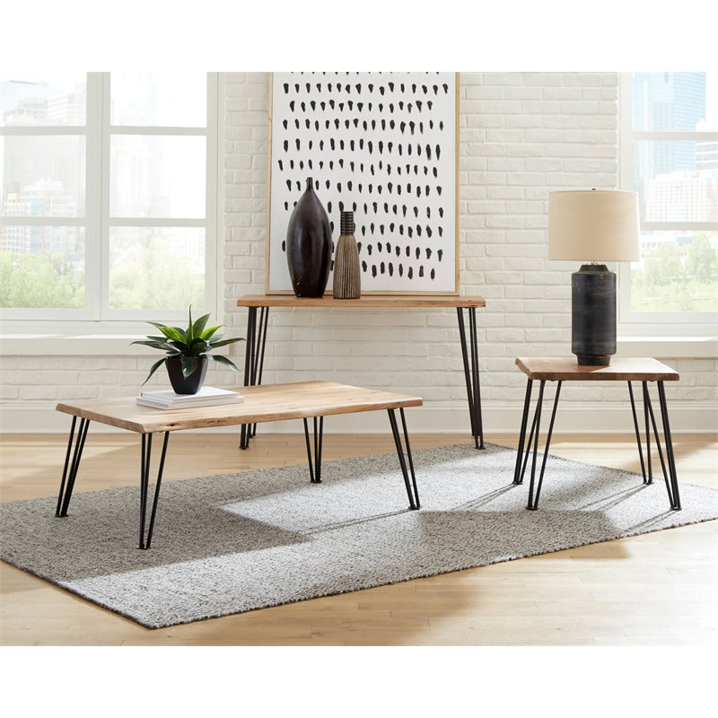 Home Square 2 Piece Furniture Set with End Table and Sofa Table with Hairpin Leg