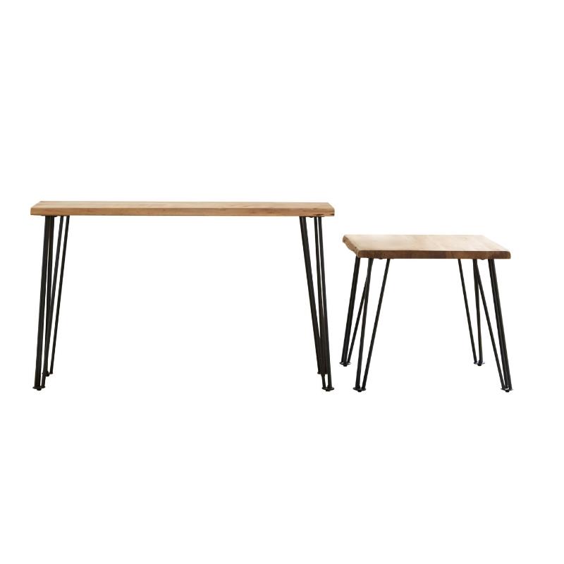 Home Square 2 Piece Furniture Set with End Table and Sofa Table with Hairpin Leg