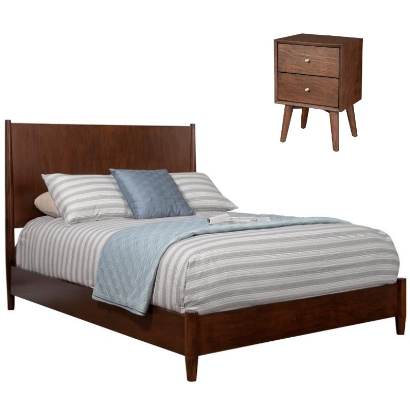 Home Square 2 Piece Furniture Set with Nightstand and King Panel Bed in Walnut