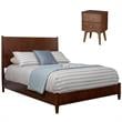 Home Square 2 Piece Furniture Set with Nightstand and King Panel Bed in Walnut