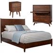 Home Square 3 Piece Set with Nightstand King Panel Bed & Accent Chest in Walnut