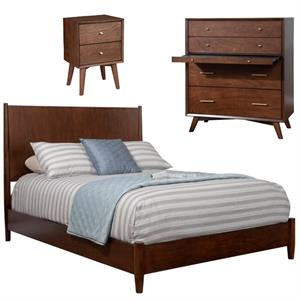 Home Square 3 Piece Set with Nightstand Full Size Panel Bed & Accent Chest