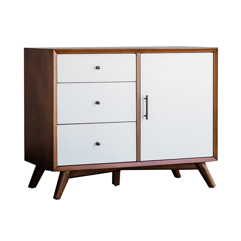 Home Square 2 Piece Furniture Set with Cabinet and Storage Bench in Acorn-White