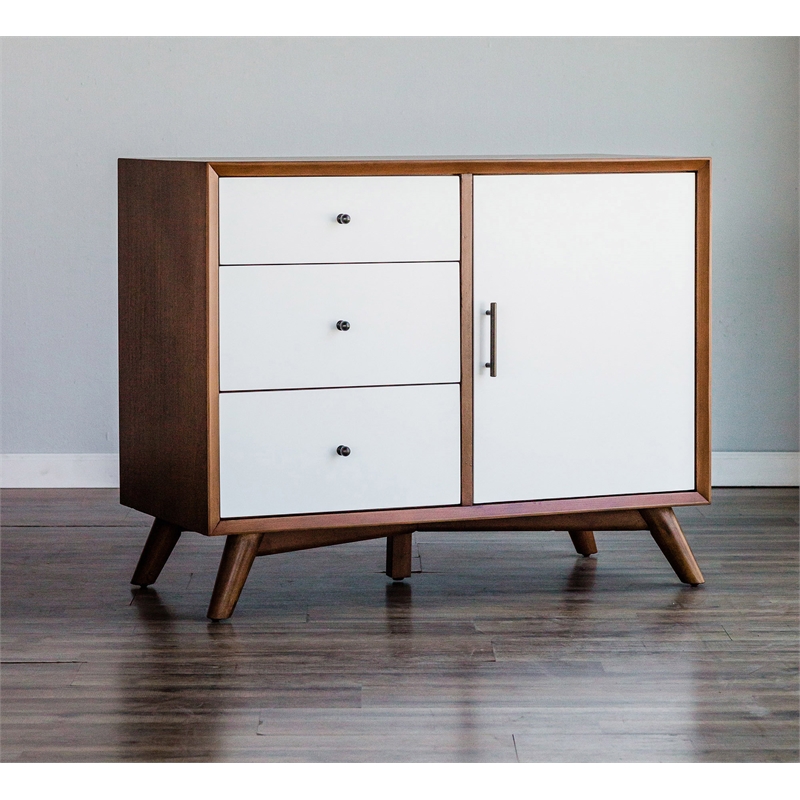 Home Square 2 Piece Furniture Set with Cabinet and Storage Bench in Acorn-White