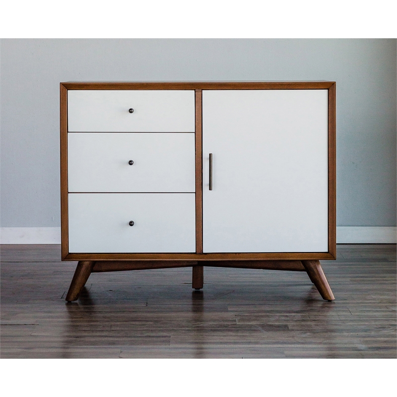 Home Square 2 Piece Furniture Set with Cabinet and Storage Bench in Acorn-White