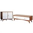 Home Square 2 Piece Furniture Set with Cabinet and Storage Bench in Acorn-White