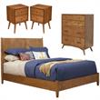 Home Square 4 Piece Set with Chest Panel Bed & 2 Nightstands in Acorn Brown
