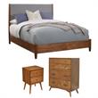 Home Square 3 Piece Set with Chest Queen Panel Bed & Nightstand in Acorn Brown