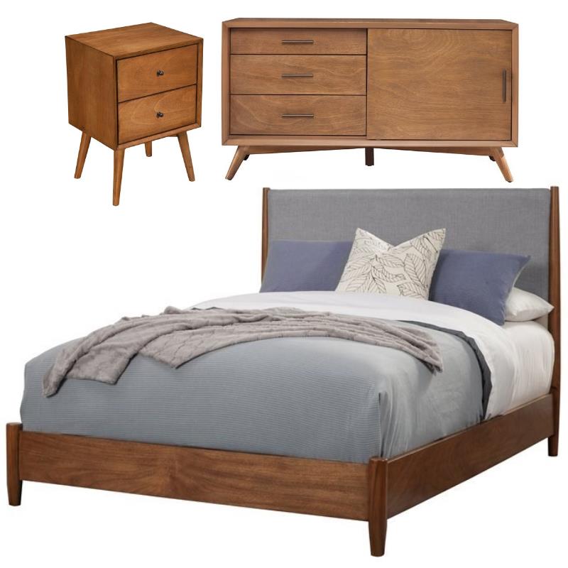 Home Square 3 Piece Furniture Set with TV Console King Panel Bed and Nightstand