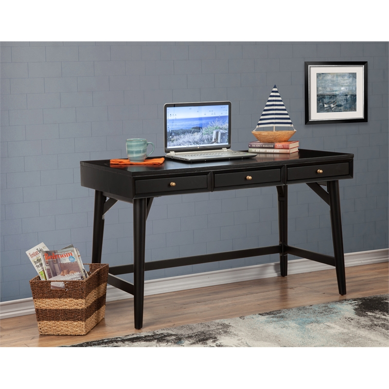 Home Square 2 Piece Furniture Set with Bench and 3-Drawer Desk in Black
