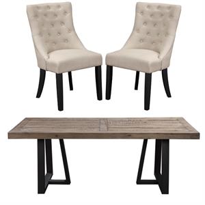 home square 3 piece set with dining table and dining side chairs in black