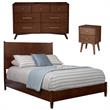 Home Square 3 Piece Set with Nightstand King Panel Bed and Dresser in Walnut