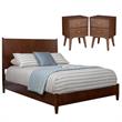 Home Square 3 Piece Set with Nightstand and Full Size King Panel Bed in Walnut