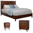 Home Square 3 Piece Set with Nightstand King Panel Bed & Accent Chest in Walnut