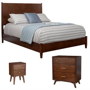 Home Square 3 Piece Set with Nightstand  Full Size Panel Bed and Accent Chest