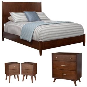 Home Square 4 Piece Set with Nightstand  Full Size King Panel Bed & Accent Chest